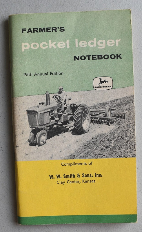 1960 – 1962 John Deere Farmer’s Pocket Ledger Notebook Clay Center Kansas