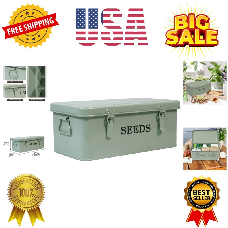 Seed Saving Box, Metal Seed Bin, Seed Storage Organizer Box, Seed Packet Cont…