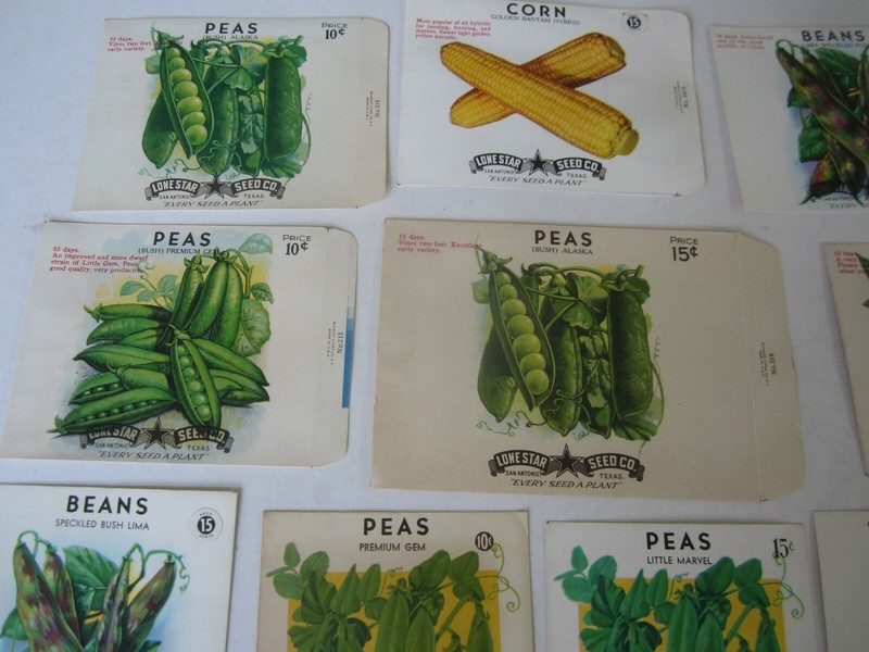 Lot of 15 Old Vintage 1930's-1950's - BEANS - PEAS - CORN - SEED PACKETS - EMPTY gallery