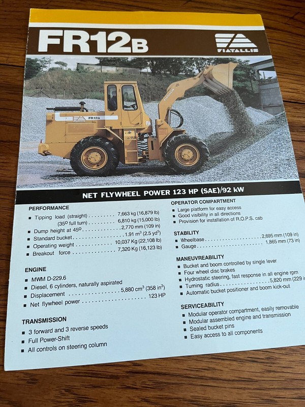 Fiat FR12B Wheel Loader Brochure AMIL22