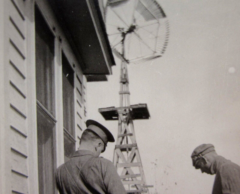 Vintage Eclipse Wood Windmill Farmers Plucking Chickens Snapshot Photo 1930s gallery