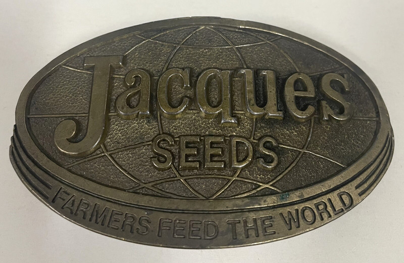 Vintage JACQUES Seeds Belt Buckle Limited Edition Farmers Feed The World 1977