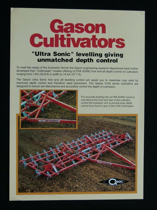 GASON CULTIMASTER ULTRA SONIC DEPTH CONTROL CULTIVATORS BROCHURE LEAFLET 11/92