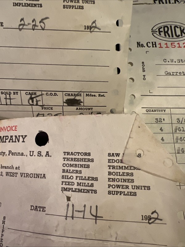 frick company waynesboro pa Invoices 1952 gallery