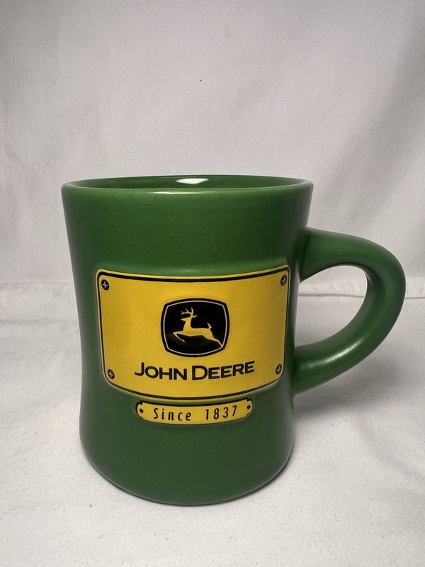 Green Ceramic Tea Cup John Deere Stoneware Coffee Dinner Mug Beverage Gift 10 Oz