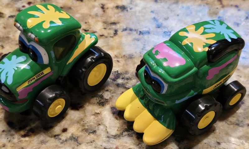 3" John Deere (2) Tractor Green & Yellow Farm House Cartoon Face Harvester gallery