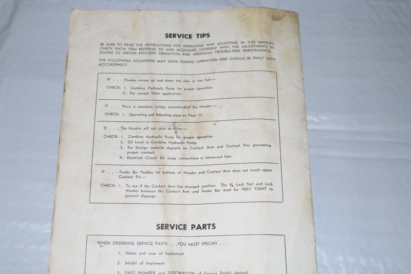 Noble Header Control Manual for John Deere 55 95 105 Combines 1964 - 1966 gallery