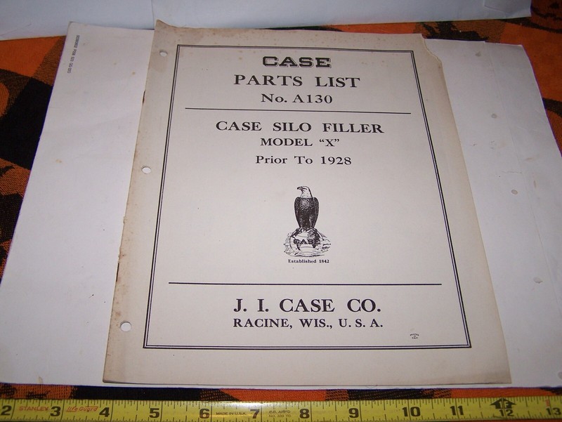JI CASE Model X SILO FILLER Parts Book Hit Miss Gas Engine Steam Farm Tractor