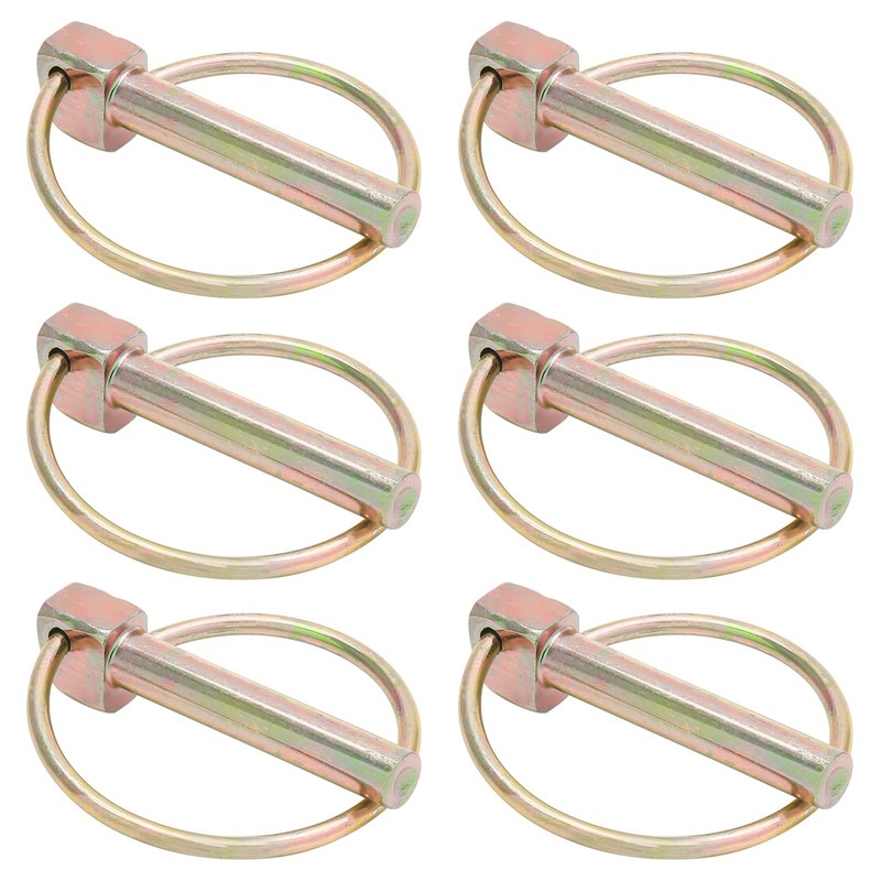 6Pcs 3/8 Inch Heavy Duty Lynch Pin with Ring Round Linch Pins Assortment Kit