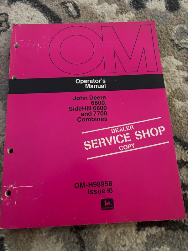 John Deere 6600 Sidehill 6600 7700 Combine Operator’s Manual PECK25