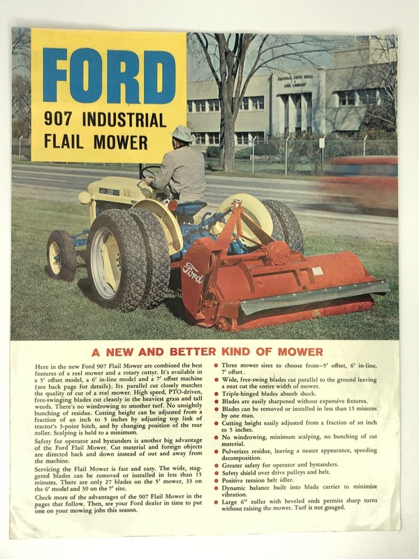 Ford Tractor & Implement 907 Industrial Flail Mower Dealer Brochure USA