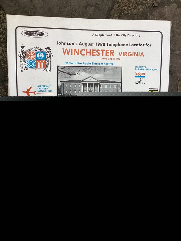 Rare 1980 Johnson’s Telephone Book Locator for Winchester VA 245 pages