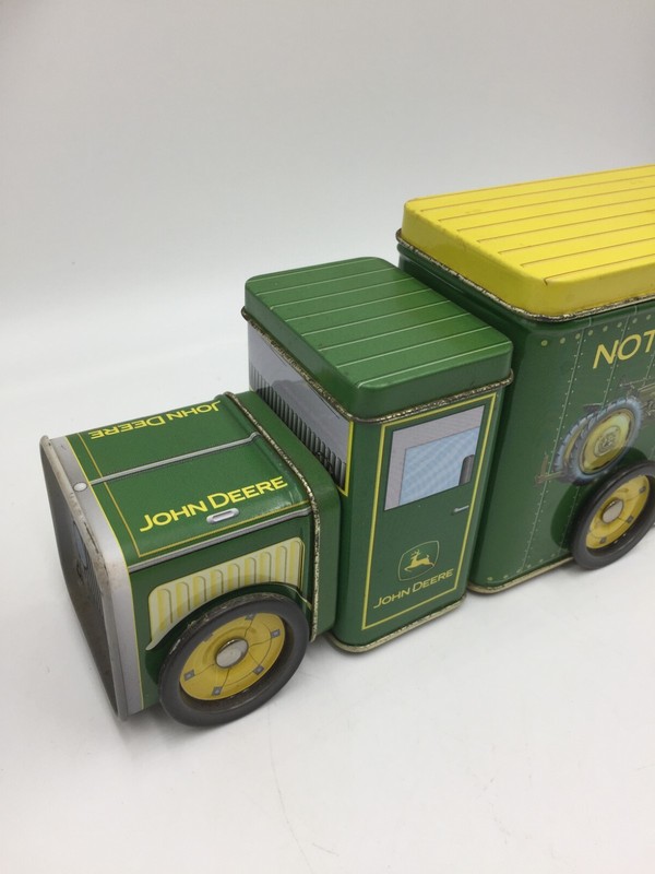 John Deere Tractor Truck Tin,3 Tins Altogether Attached W/ Wheels,13" Long gallery