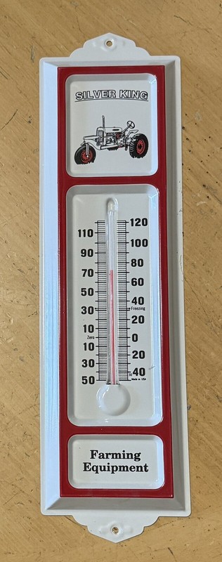 Silver King Farm Equipment Advertising Embossed Thermometer – USA Farm Tractor