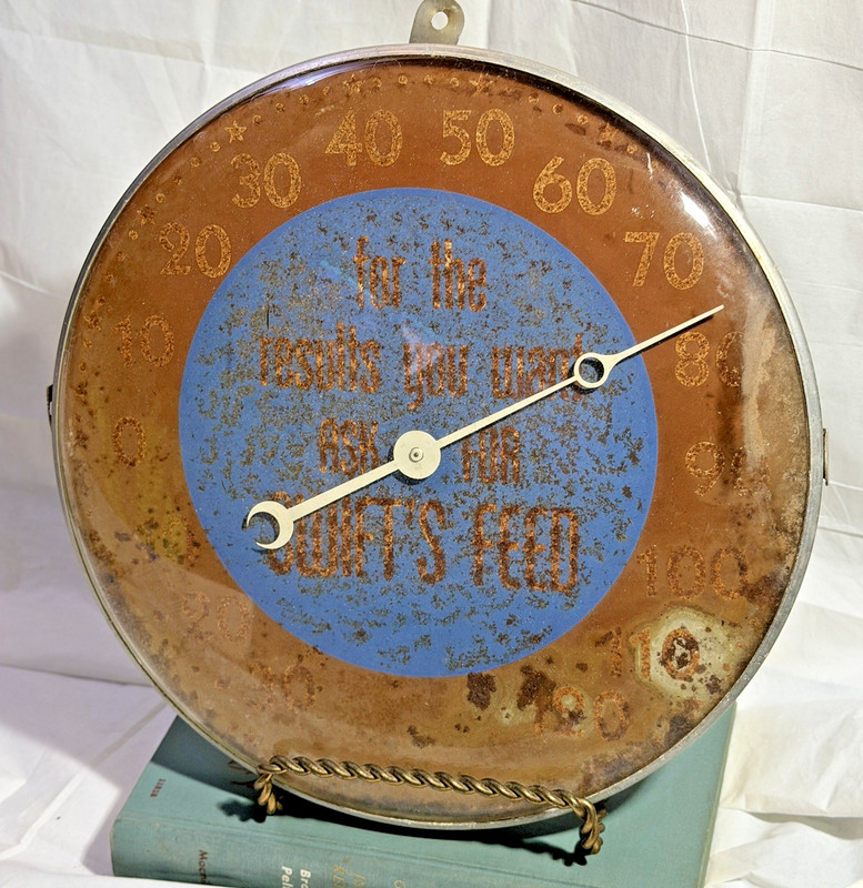 VTG Swift’s Feed 12″ Outdoor Round Glass Thermometer