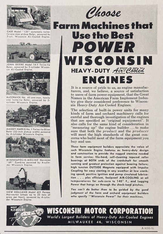 1955 AD.(XH47)~WISCONSIN MOTOR CO. HEAVY-DUTY AIR COOLED FARM ENGINES