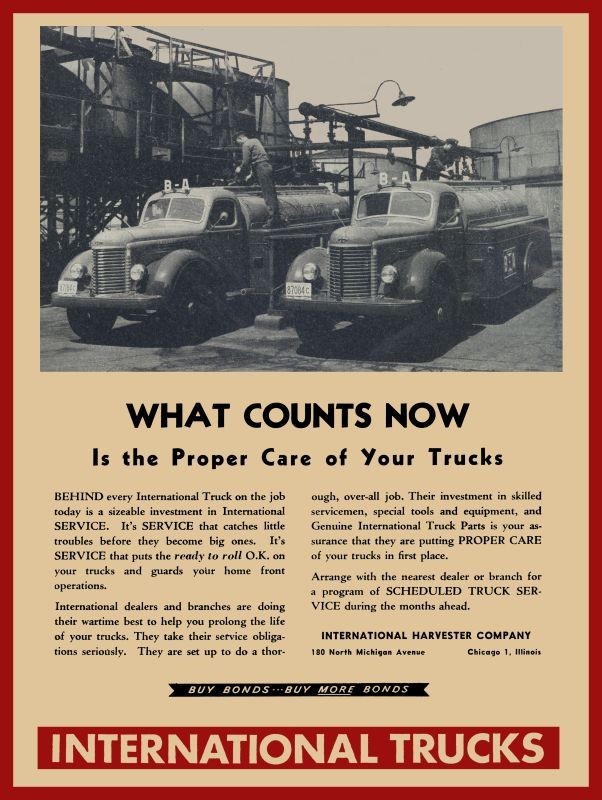 1944 IH International Trucks – WW2 Theme, Proper Car! NEW METAL SIGN: 9×12″