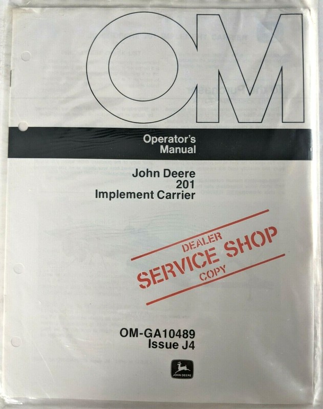 VTG John Deere 201 Implement Carrier Operators Manual Dealer Copy Agriculture