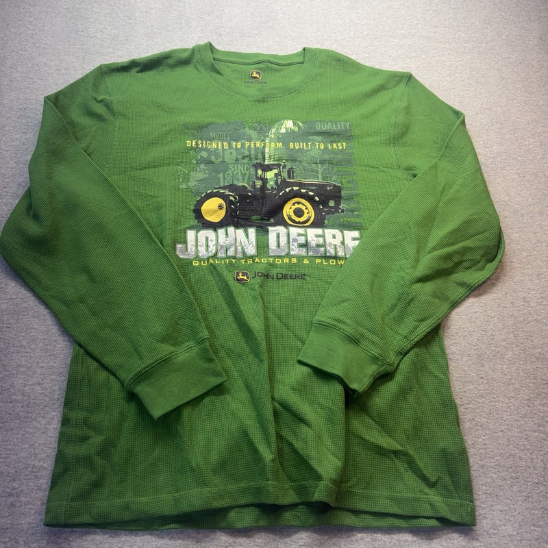John Deere Men’s Green Tractor Waffle Thermal Shirt large