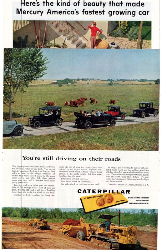 1954 Caterpillar 50 Years on Tracks Earthmoving Equipment Single Print Ad