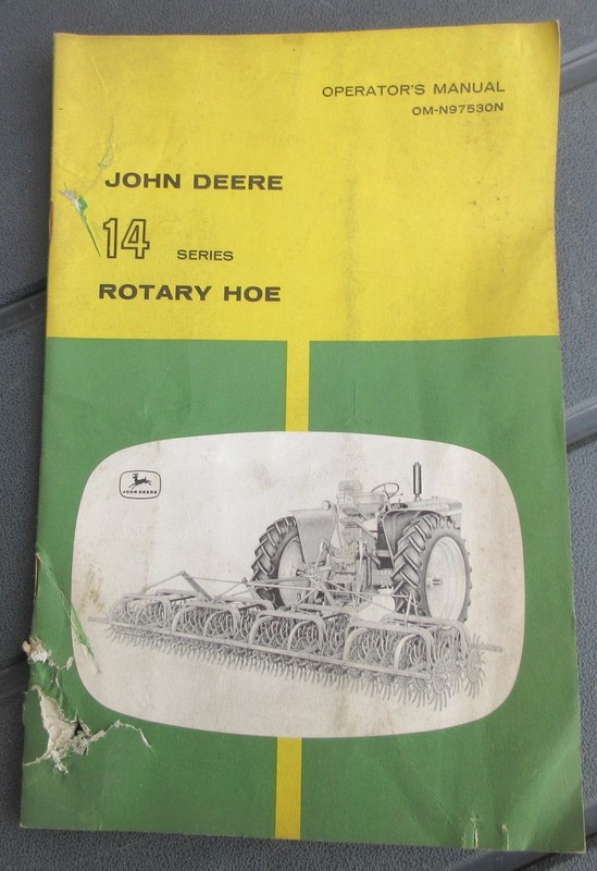 Vintage John Deere 14 Series Rotary Hoe Operator’s Manual OM-N97530N