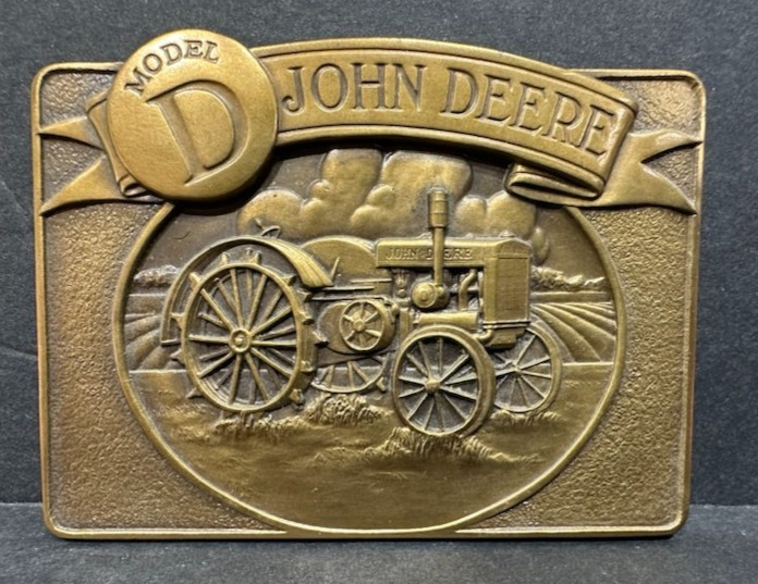 1989 John Deere Bronze Calendar Medallion Model D Tractor with Wood Stand gallery