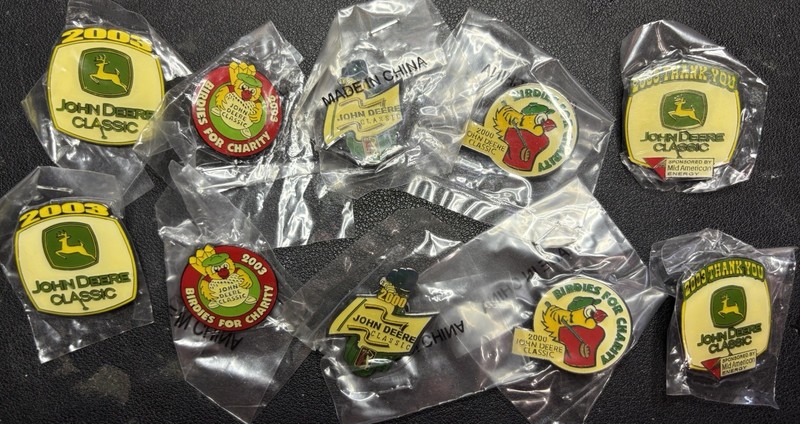 John Deere Theme vintage Lapel Pins. 2 Sets of 5 different. Lot Of 10 Total Pins gallery