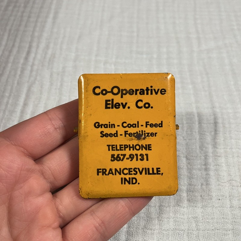 Vintage Co-op Co-operative Elevator Metal Paper Clip Francesville IN Grain Seed