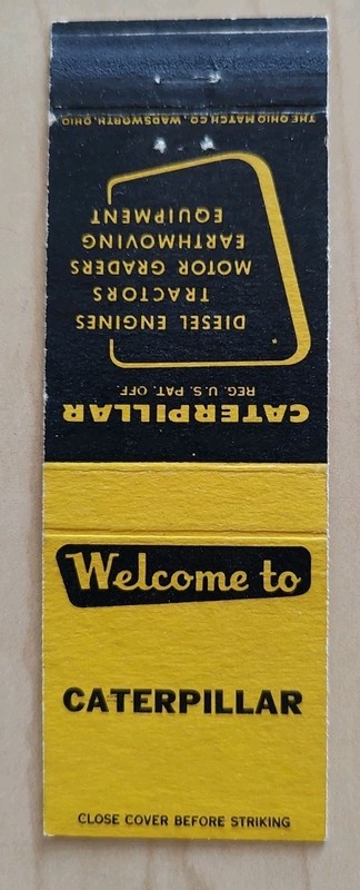 Welcome To Caterpillar Diesel Engines Tractors Motor Graders Matchbook Cover