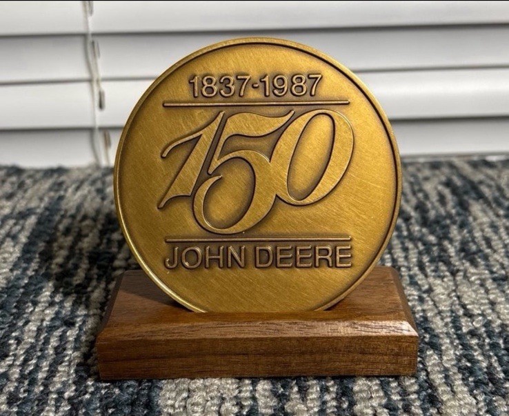 Vintage John Deere Bronze Medallion 150 Years 1837-1987 Steel Plow