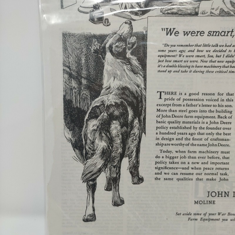 1943 John Deere Advertisement War Bonds Army Navy Flag Dog Country Gentleman gallery