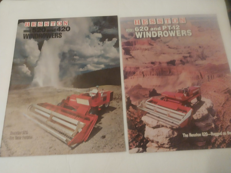 Hesston windrowers brochures 320-PT-10, PT-7, 520, 420, 620, PT-12 (1970s)