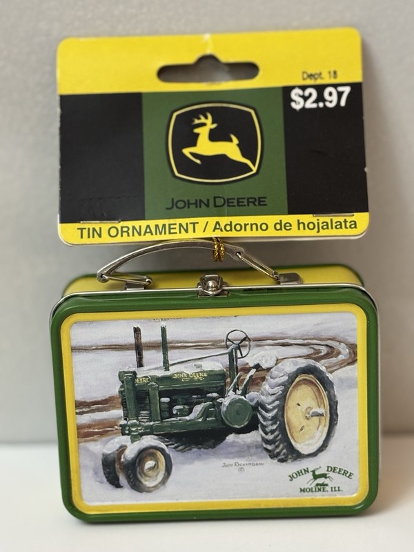 John Deere Tractor Mini Lunch Box Tin Ornament Moline ILL 2007
