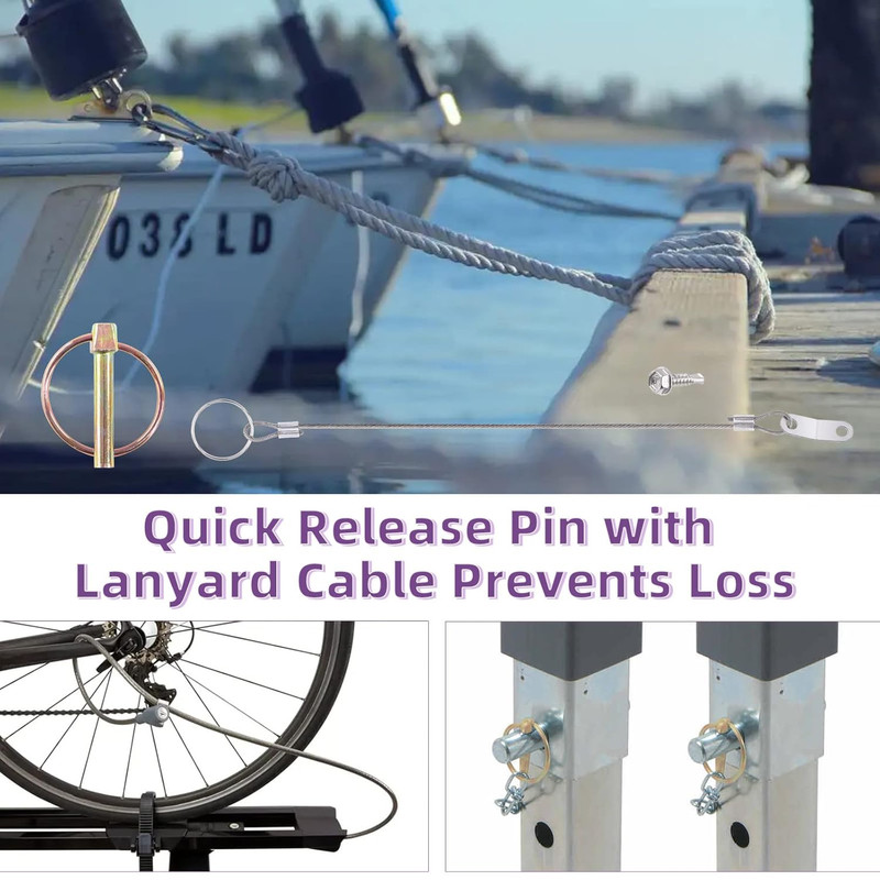 50Pcs 4 Sizes Spring-Loaded Lynch Pin Linch Pin and Stainless Steel Lanyard Cabl gallery