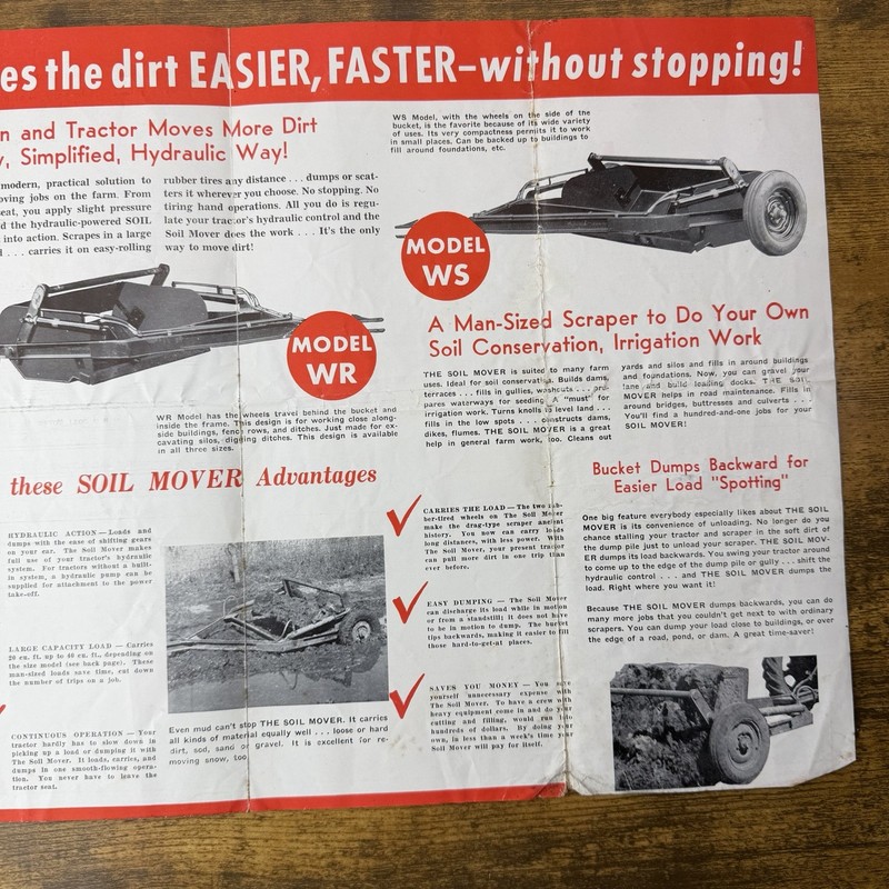 1950 Soil Mover Scraper Brochure & Price List - Columbus Nebraska Model WR WS gallery