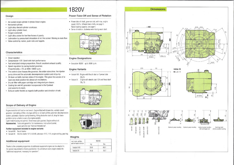 HATZ 1B20V ENGINES 6 PAGE FOLDOUT BROCHURE 03/98 gallery