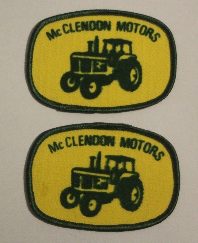 McClendon Motors Tractor Farm Agriculture Velveted Embroidered 2pc Patch Badge