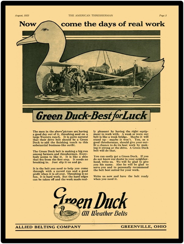 Green Duck Thresher Belts NEW Metal Sign 24″ x 30″ USA STEEL XL Size – 7 lbs