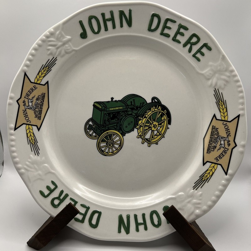 John Deere Tractor Decorative China Dinner Plate By Gibson Wheat Pattern