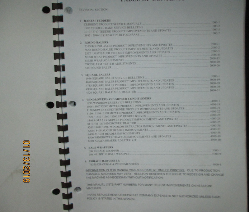 AGCO HESSTON 1997 HAY EQUIPMENT SERVICE INFORMATION BULLETINS BOOK MANUAL OEM gallery