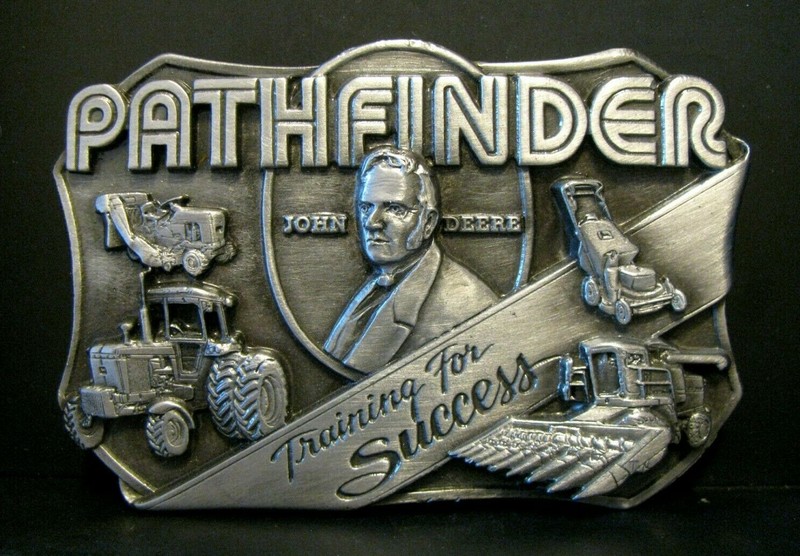 John Deere PATHFINDER Training Belt Buckle LE 1985 jd Tractor Combine Schneider