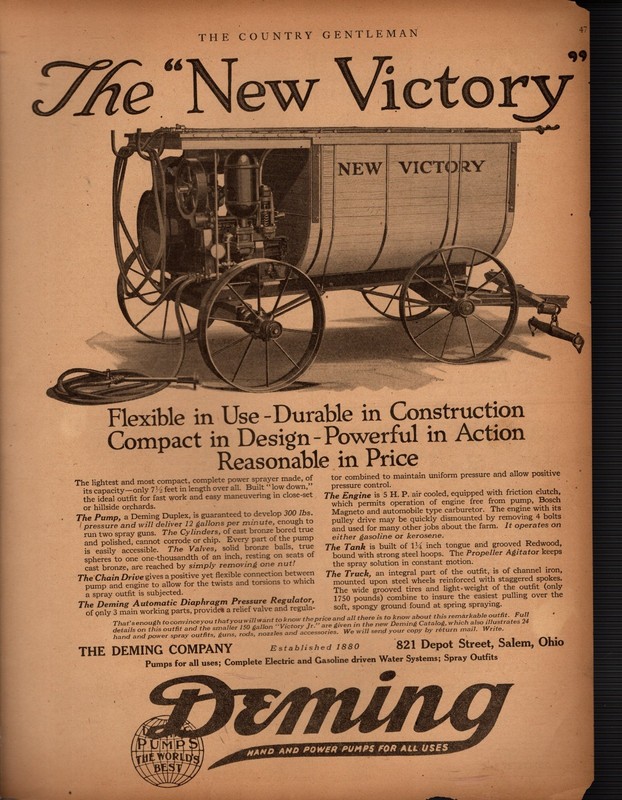 1921 Deming New Victory Sprayer original Tractor ad – Salem Ohio Scarce