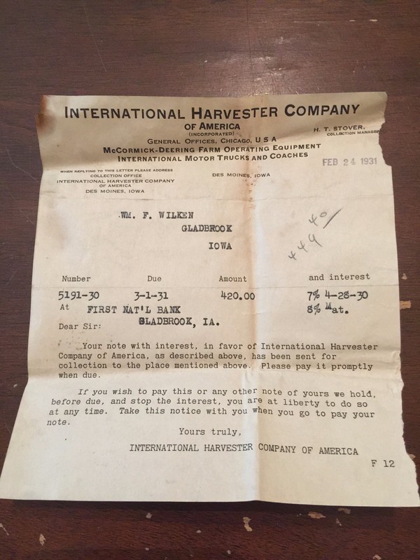 1931 International Harvester Letterhead