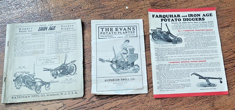 3 antique Agriculture Publication Potato farming Iron Age ,Evans , Farouhar