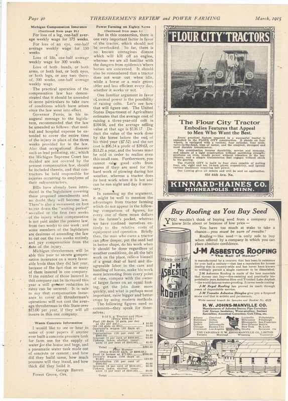 1915 Kinnard Haines Co. Ad: Flour City Tractor – Minneapolis, Minnesota