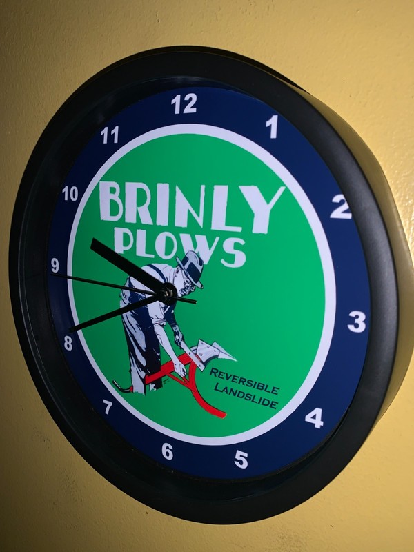 Brinly Plows Farm Implements Tractor Barn Garage Man Cave Bar Clock Retro Sign gallery