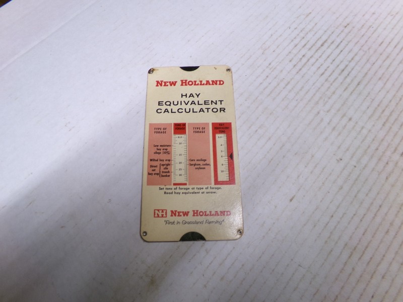 1965 New Holland Slide Chart Hay Calculator USA