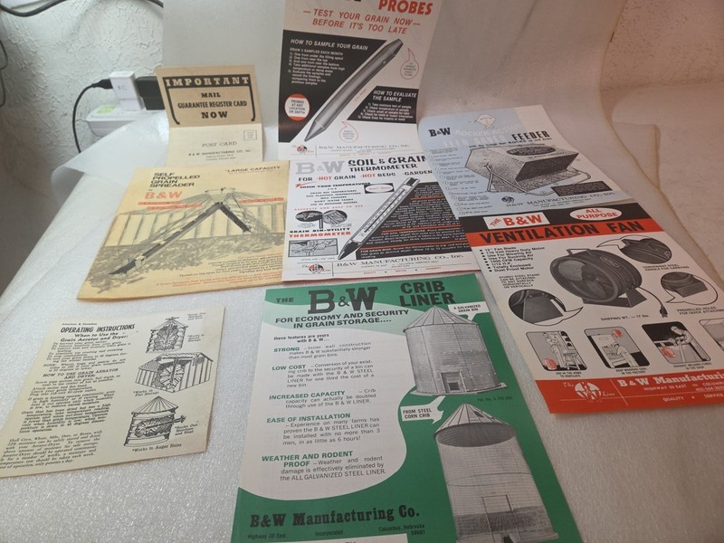 B&W Grain Bin Fan , Probe ,crib Liner Sales Brochures LOOK