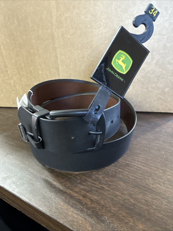 NWT Men’s John Deere Reversible Black And Brown Leather Belt, Size 34