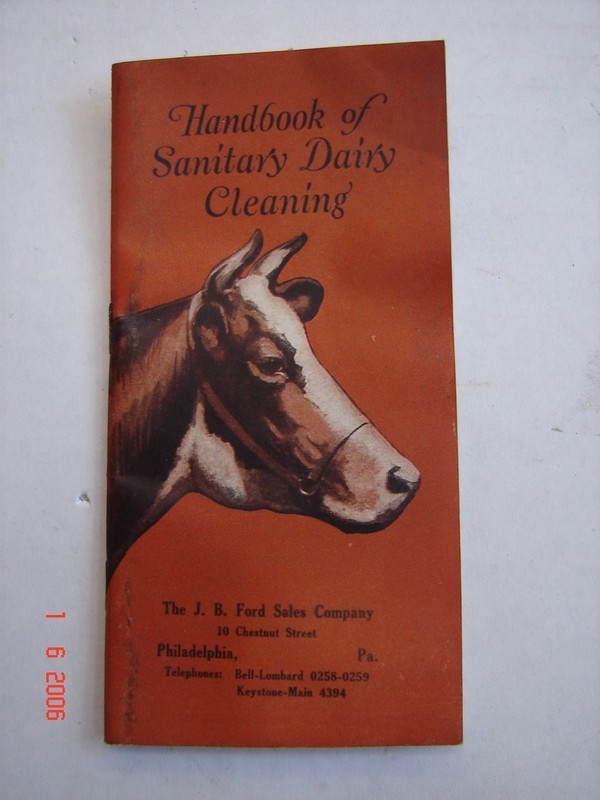 Handbook of Sanitary Dairy Cleaning J B FORD Philadelphia, Pa 1929 WYANDOTTE